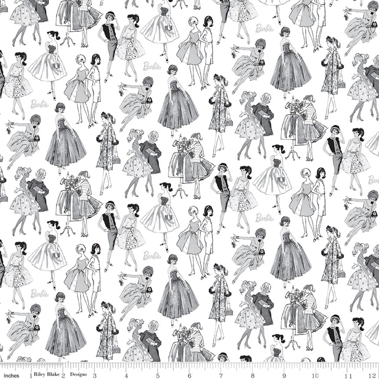 Tonal in White (c16892-white) | Barbie Vintage | Riley Blake Designs | Riley Blake